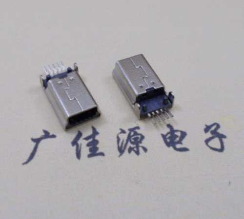 MINI USB公頭 5pin端子貼板帶柱 10.7mm體長