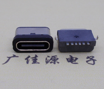臥式防水TYPE C6P母座連接器兩腳沉0.8mm